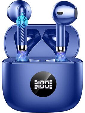Wireless Blue LED Power Display Bass Stereo 40H Playback Bluetooth 5.4 Earbud